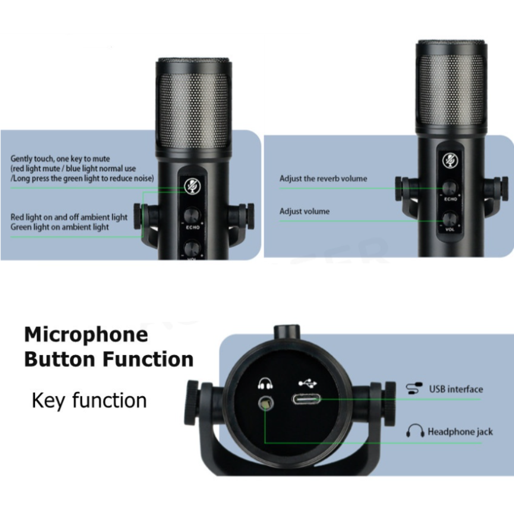 Miniatura 6 de Micrófono Condensador Luz Rgb Pc Zx-776